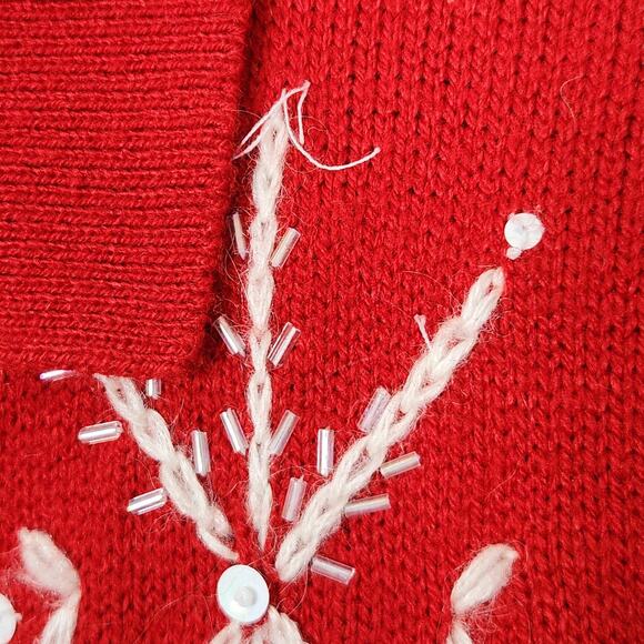Emma James Sweater Womens Medium Red Zip Cardigan Reindeer Christmas Holiday - Picture 7 of 14